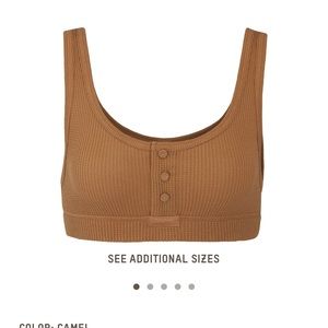 SKIMS Waffle Henley Bra in Camel